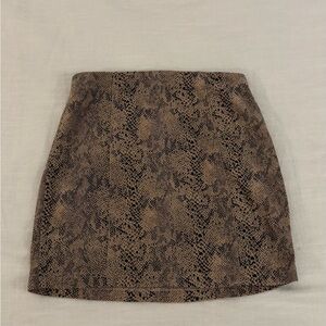Wild Honey Tan and Black Snake Print Mini Skirt